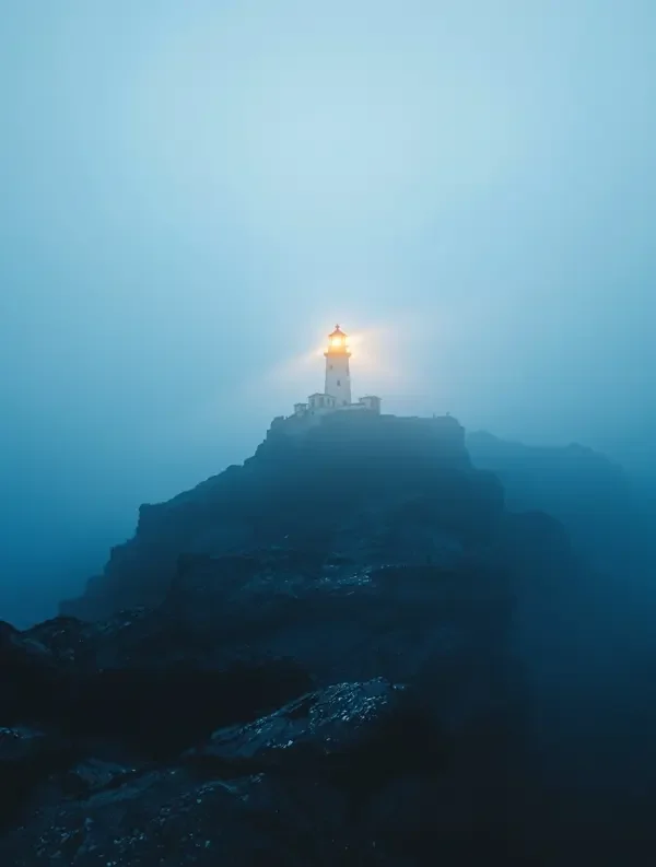 雾中灯塔海报